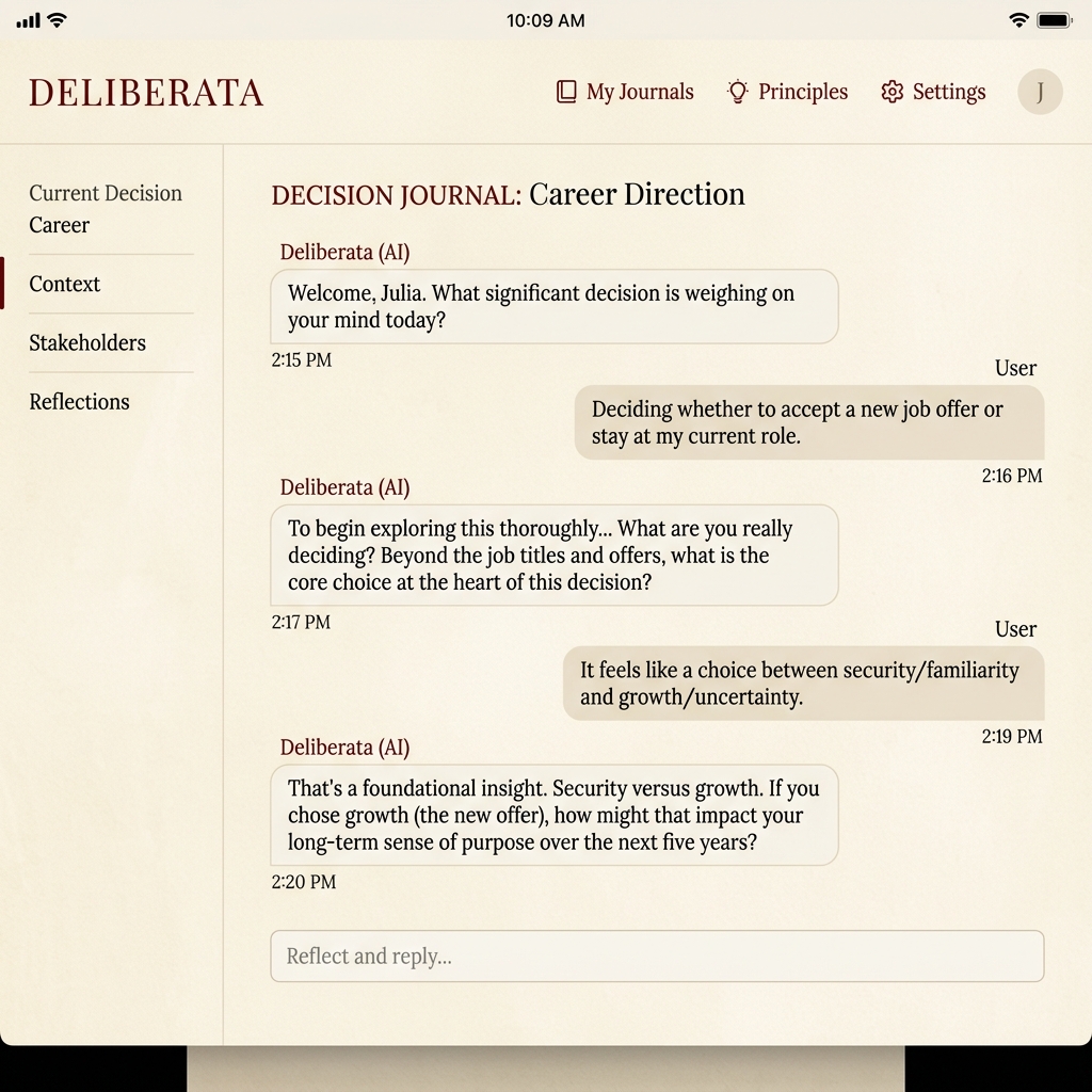 Deliberata - AI Decision Thinking Partner for Life's Hard Choices